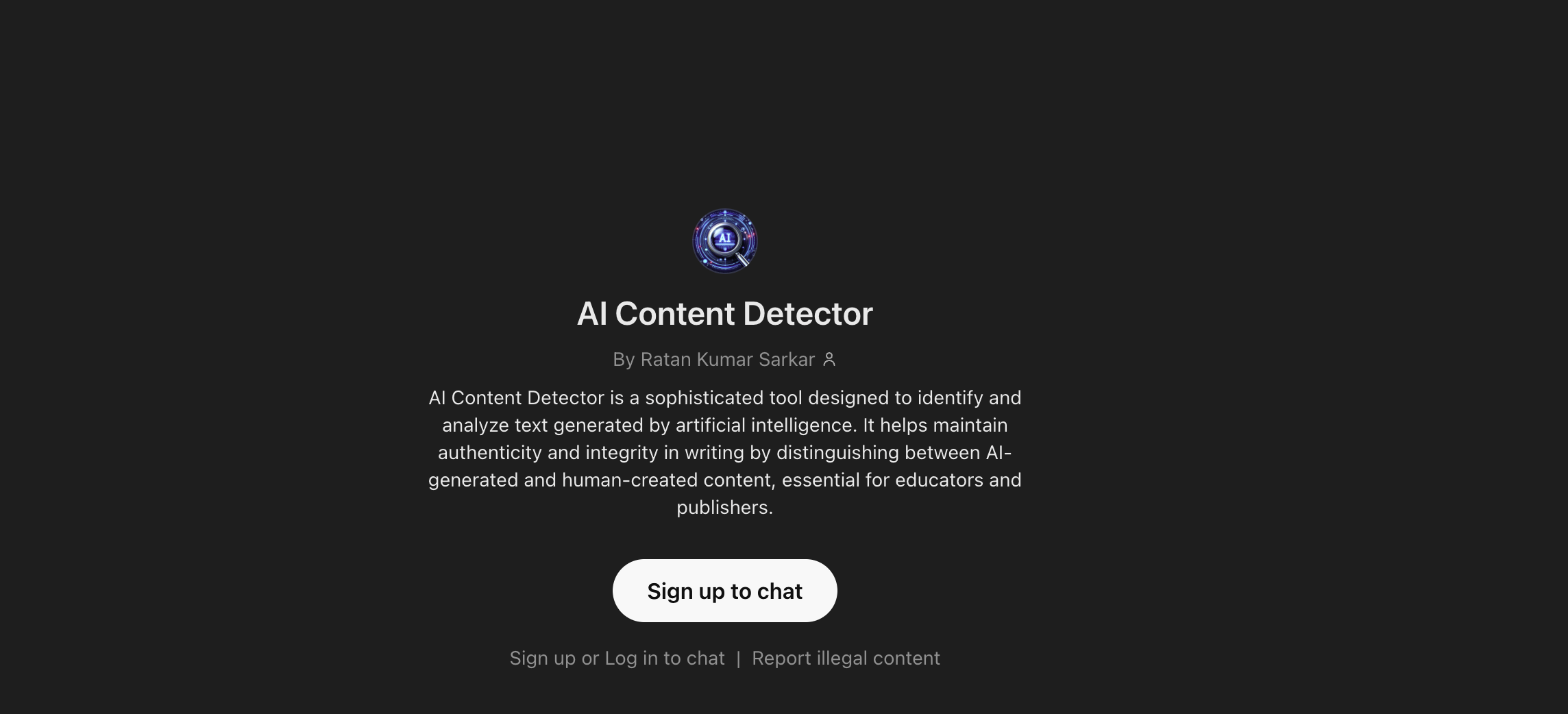 Screenshot of a custom AI detection ChatGPT tool